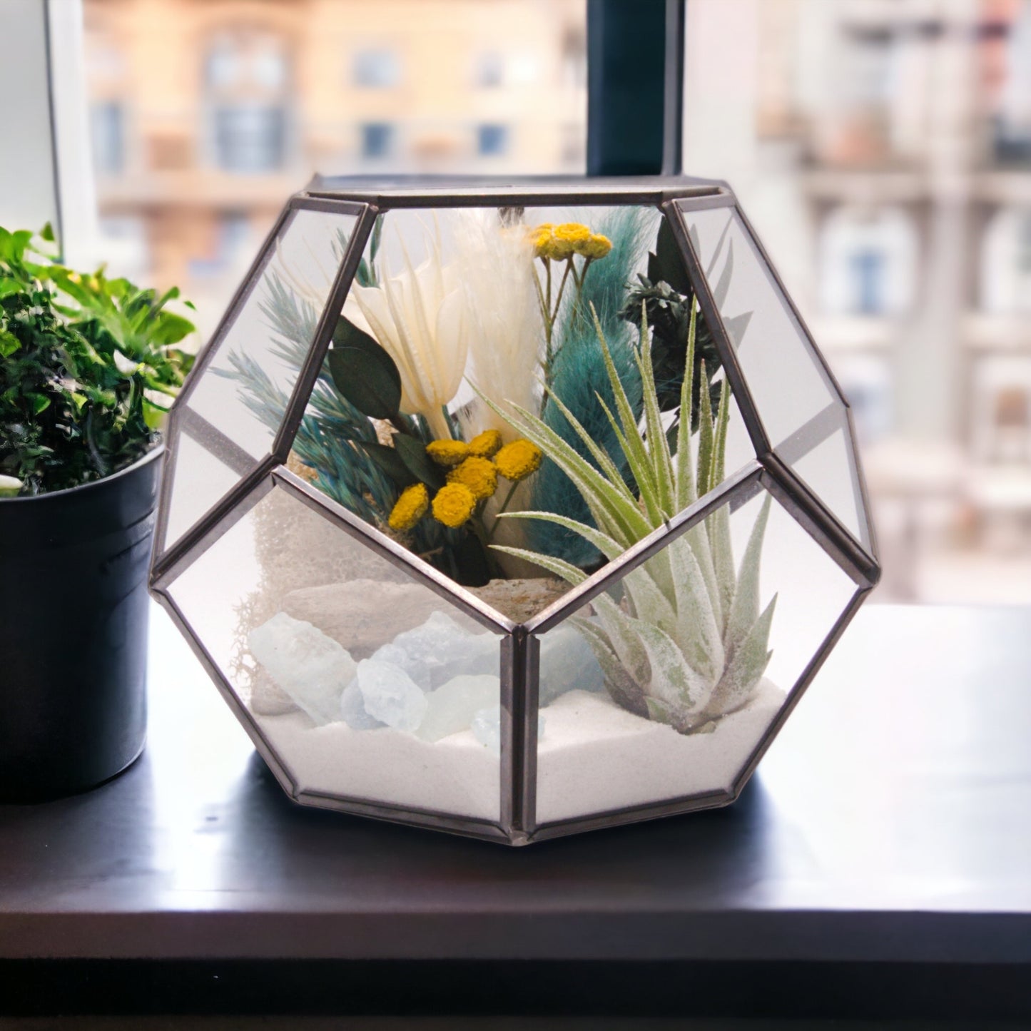 Victorian Bowl Airplant Terrarium - Aquamarine Crystals