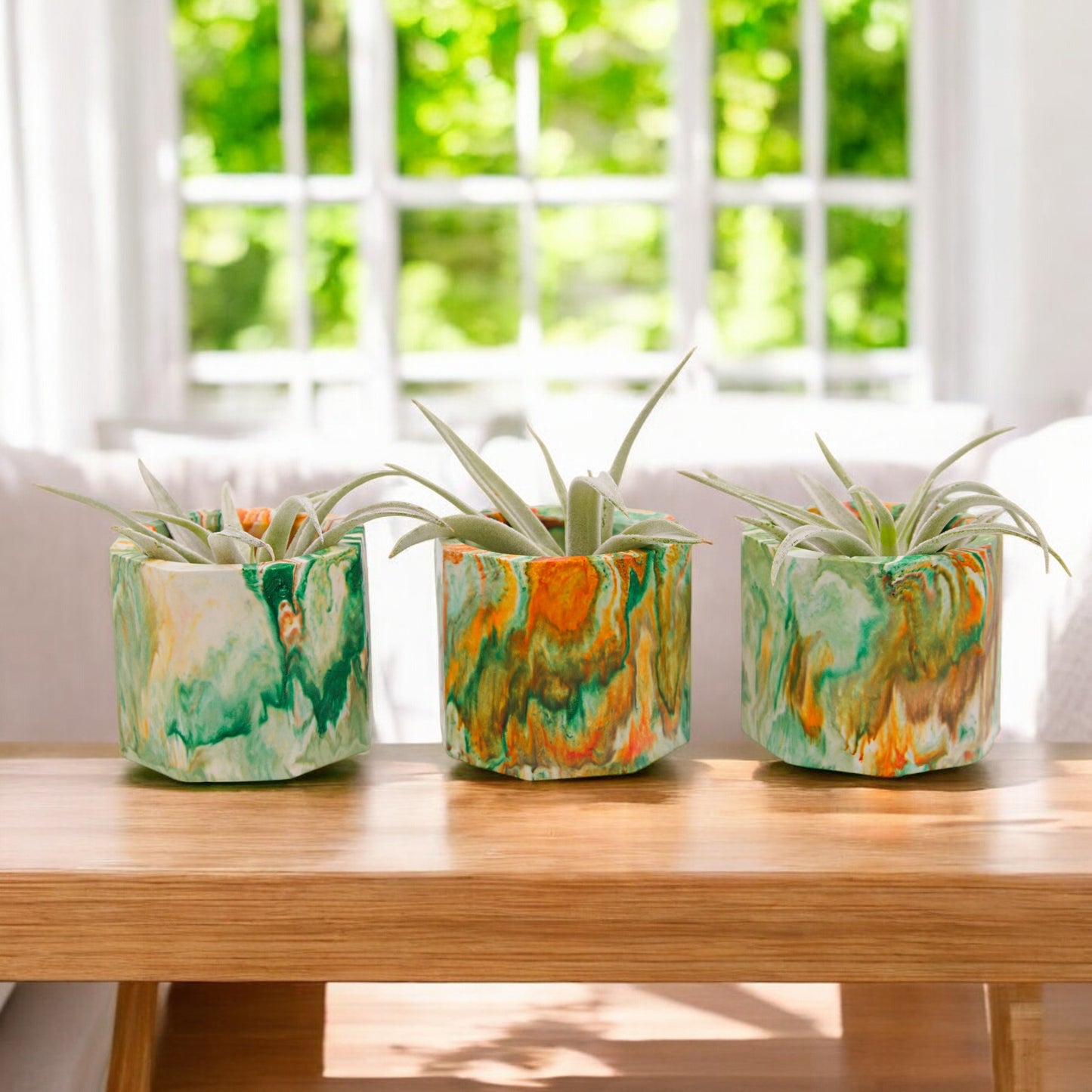 Peachtree marbled hydrostone airplant pots