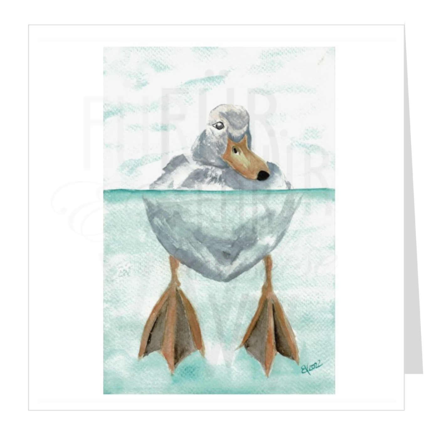 Watercolour greeting card - sitting duck