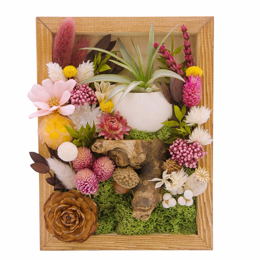 Cadre Paysage avec Plante Aérienne - fleurs roses