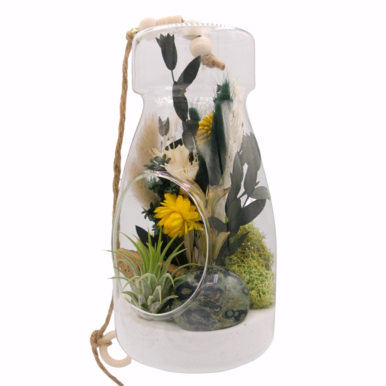 Airplant Bottle Terrarium - Kambaba jasper stone