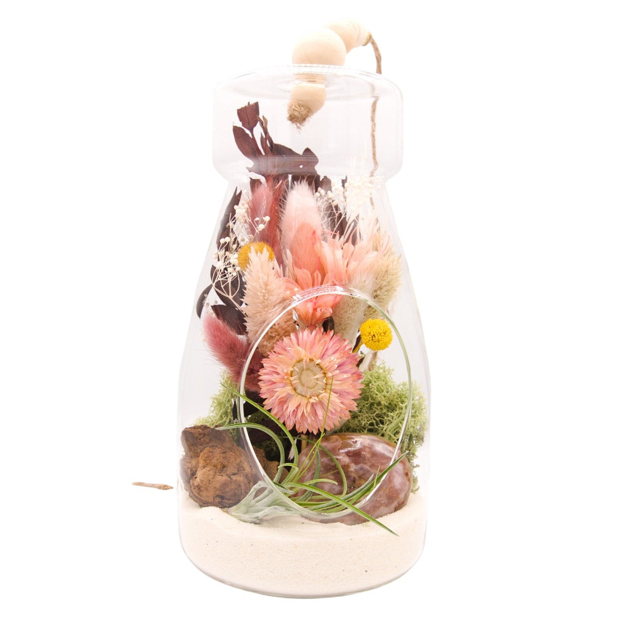 Airplant Bottle Terrarium - Flower Agate Crystal