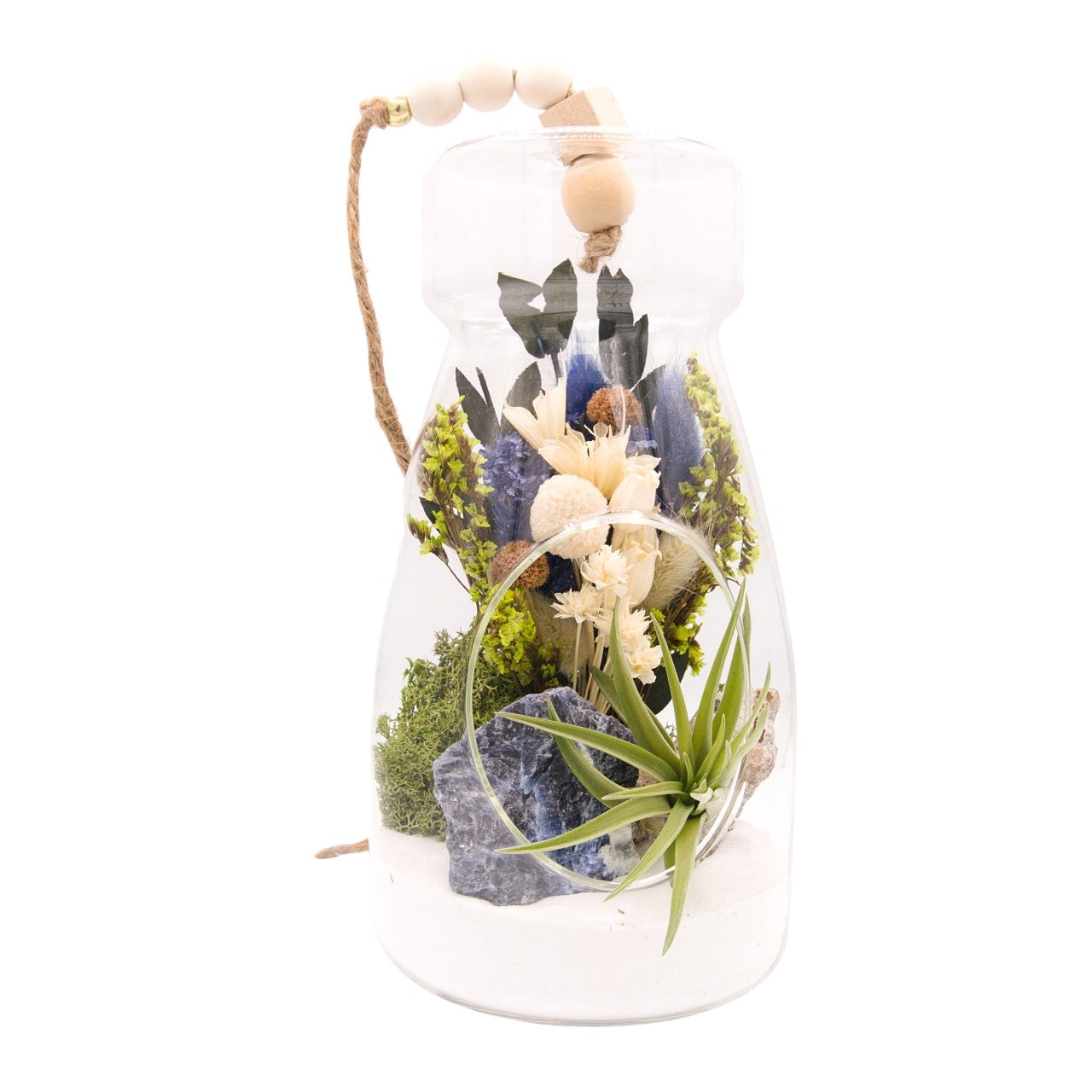 Airplant Bottle Terrarium - Sodalite Crystal