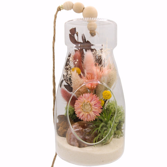 Airplant Bottle Terrarium - Flower Agate Crystal