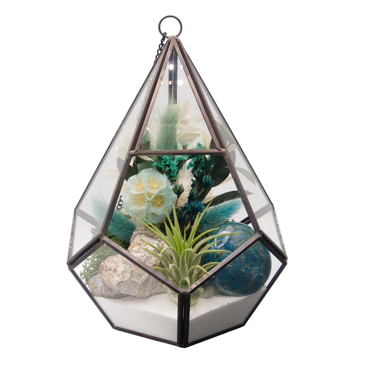 Terrarium victorien grand - Cristal de apatite bleu