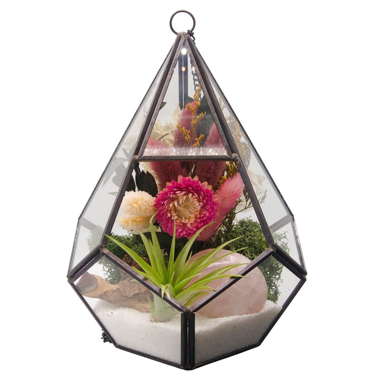 Victorian Airplant Terrarium Large - Rose Quartz crystal