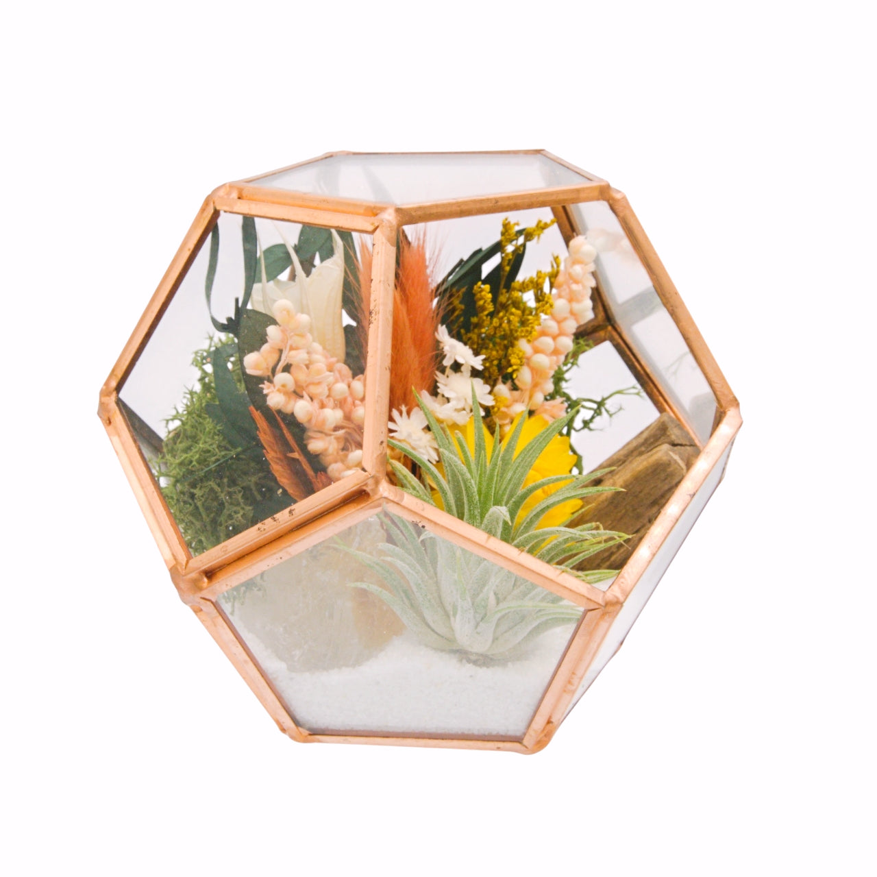 Rosegold Victorian Airplant Terrarium - Yellow Calcite
