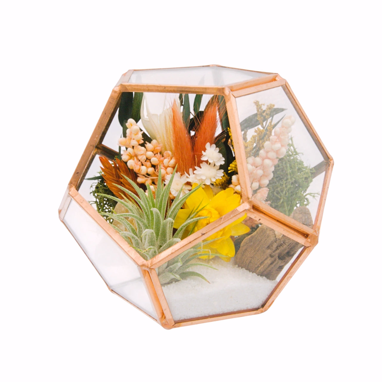 Rosegold Victorian Airplant Terrarium - Yellow Calcite