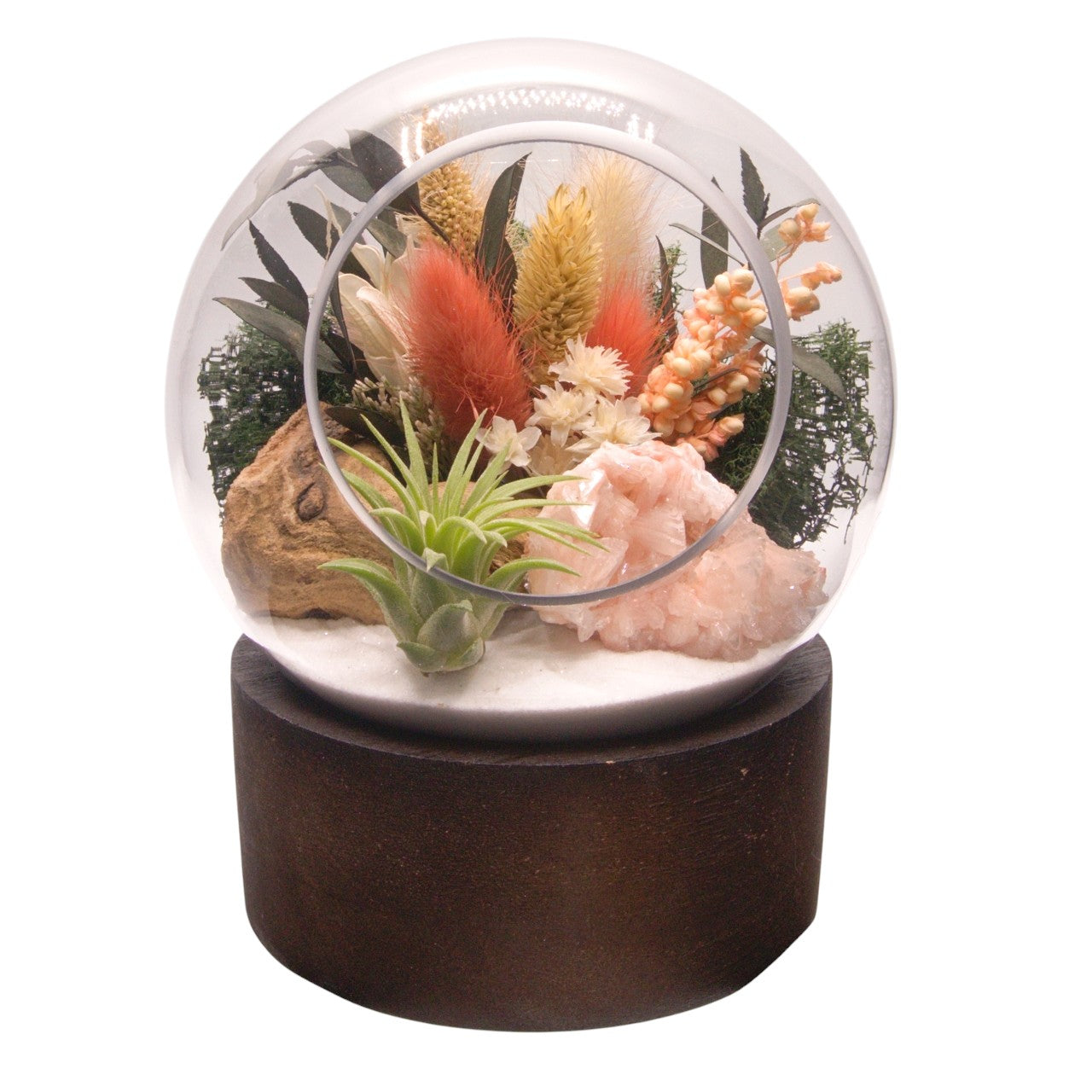 Airplant Bubble Terrarium Medium with base - Heulandite Crystal